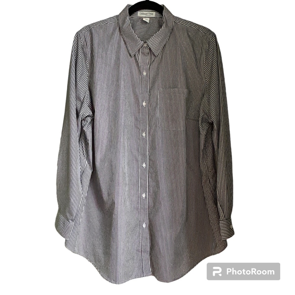 Coldwater Creek Black/White Stripe no-iron Shirt Size 1X